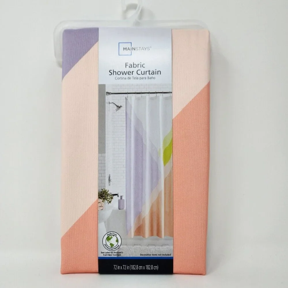 Mainstays Pastel Colorblock Shower Curtain, 72
